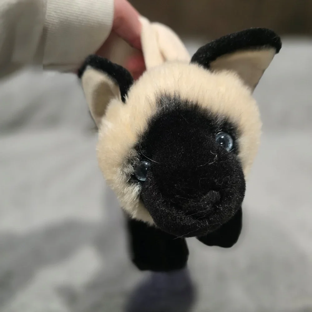 Plush vintage siamese cat purse wristlet